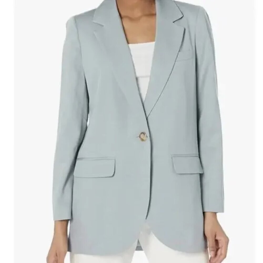 Madewell Larsen Blazer Jacket in Drapeweave Overcast Blue (Large)